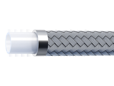 Pressure Chemical Resistant Delivery Hose With PTFE Inner Layer And Double Helix Reinforcement